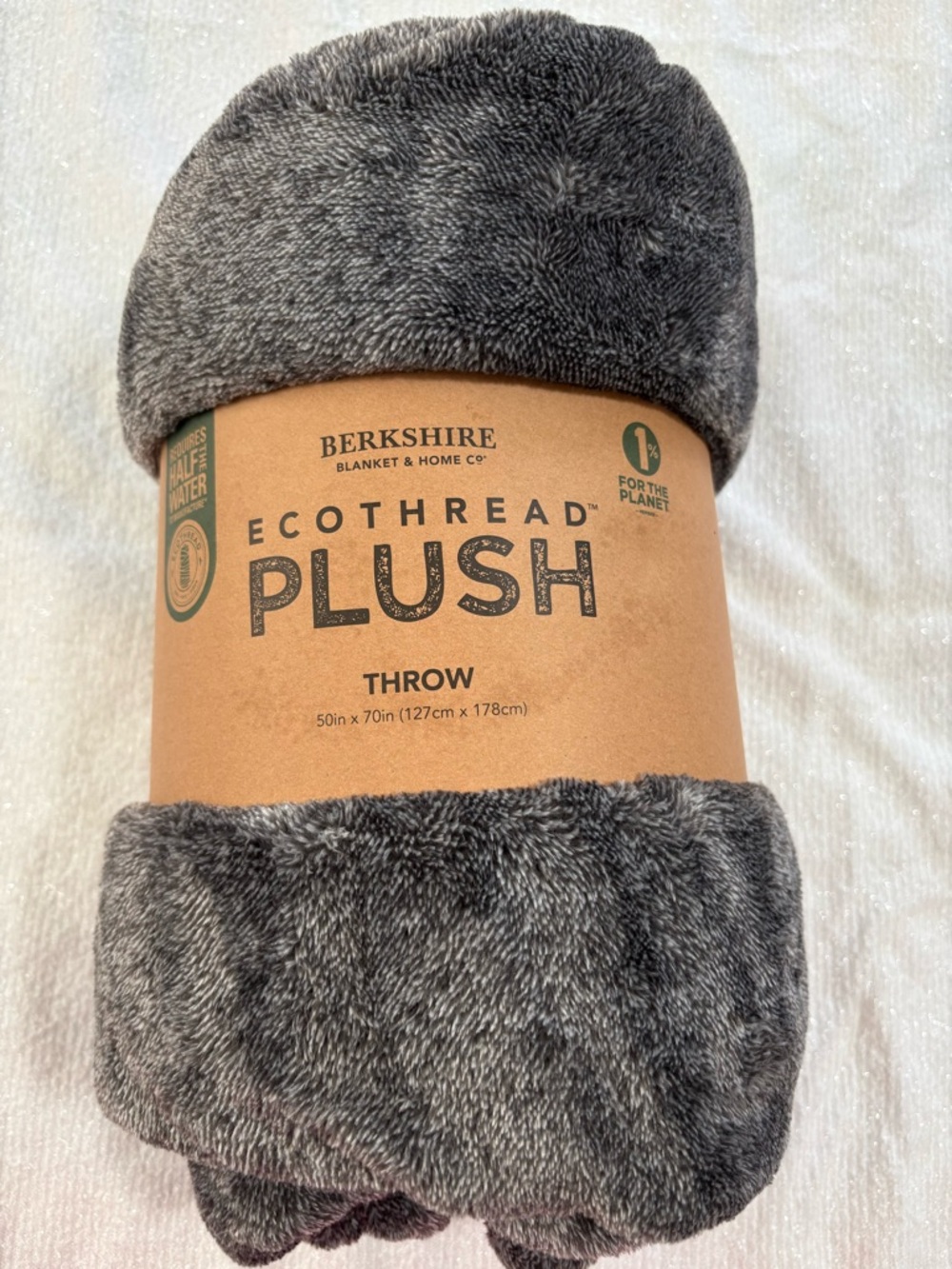Berkshire Plush Throw Blanket - Charcoal Gray Faux Fur